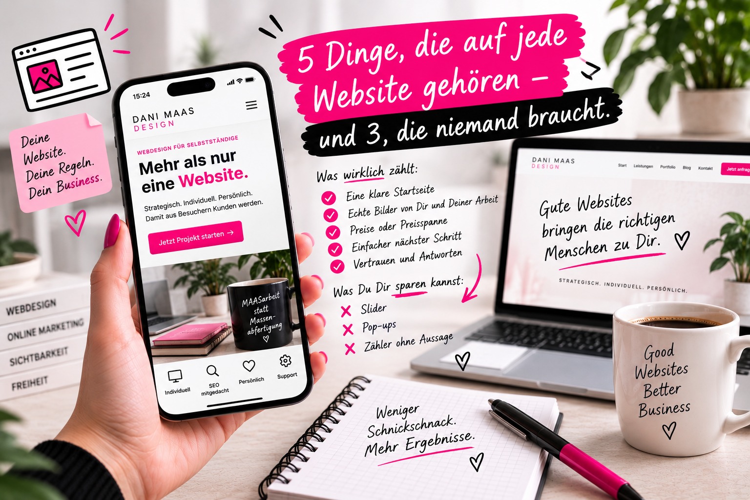 5 Dinge, die auf jede Website gehören — und 3, die niemand braucht