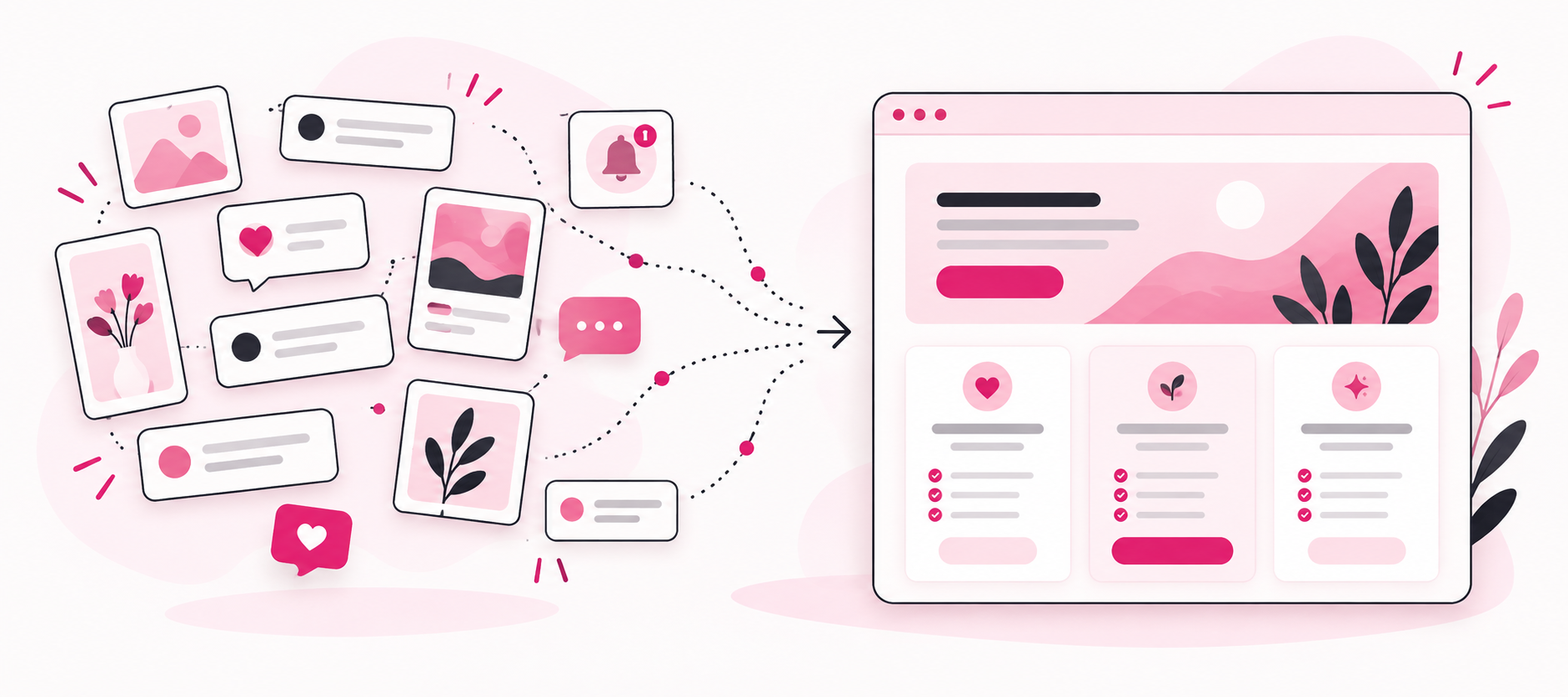 Social-Media-Inhalte werden auf einer Website übersichtlich gebündelt